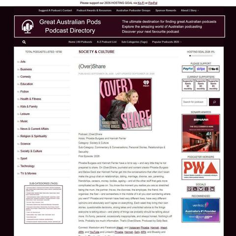 (Over)Share   
Screenshot of the podcast listing on the Great Australian Pods website