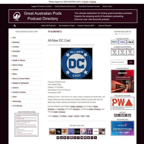 All-New DC Cast   
Screenshot of the podcast listing on the Great Australian Pods website