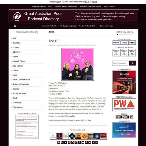 The TEE Podcast   
Screenshot of the podcast listing on the Great Australian Pods website