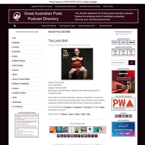 The Limb Shift   
Screenshot of the podcast listing on the Great Australian Pods website