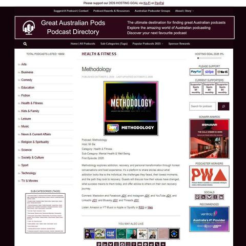 Methodology   
Screenshot of the podcast listing on the Great Australian Pods website