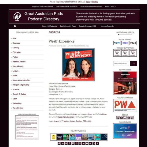 Wealth Experience   
Screenshot of the podcast listing on the Great Australian Pods website
