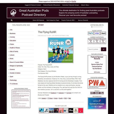 The Flying RuNR   
Screenshot of the podcast listing on the Great Australian Pods website