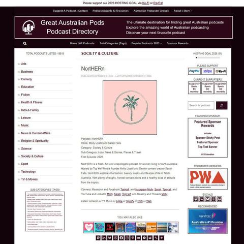 NortHERn   
Screenshot of the podcast listing on the Great Australian Pods website