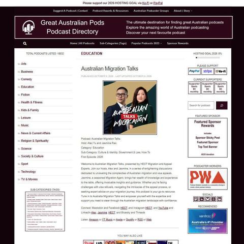 Australian Migration Talks   
Screenshot of the podcast listing on the Great Australian Pods website