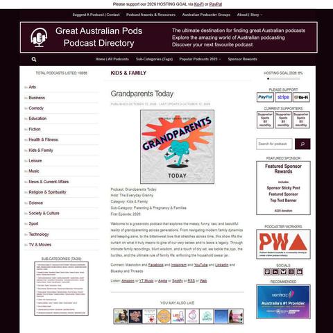Grandparents Today   
Screenshot of the podcast listing on the Great Australian Pods website