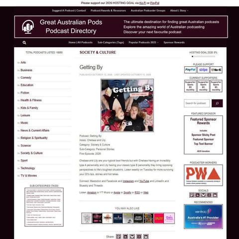 Getting By
Screenshot of the podcast listing on the Great Australian Pods website