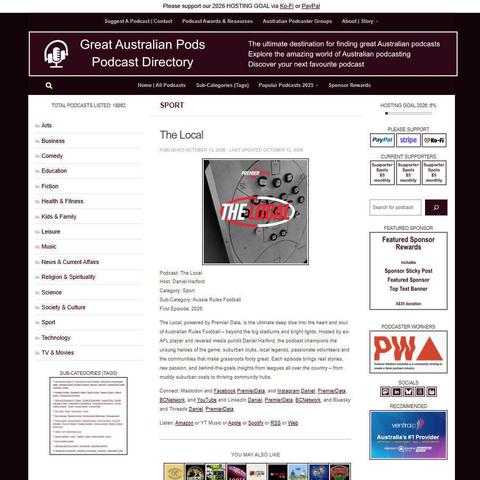 The Local   
Screenshot of the podcast listing on the Great Australian Pods website