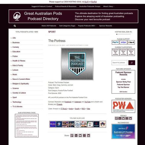 The Portress Podcast   
Screenshot of the podcast listing on the Great Australian Pods website
