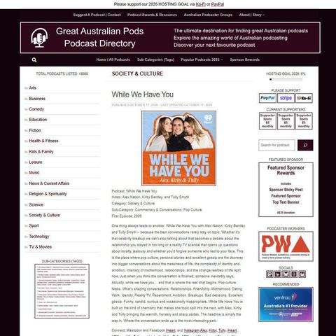 While We Have You   
Screenshot of the podcast listing on the Great Australian Pods website