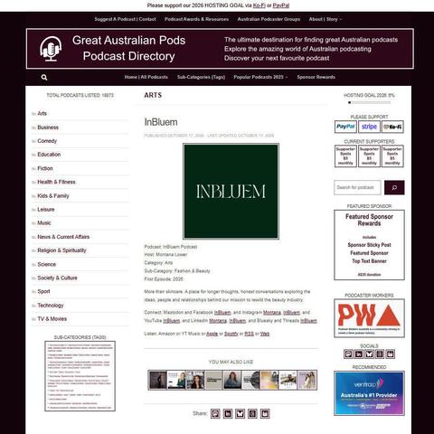 InBluem Podcast   
Screenshot of the podcast listing on the Great Australian Pods website