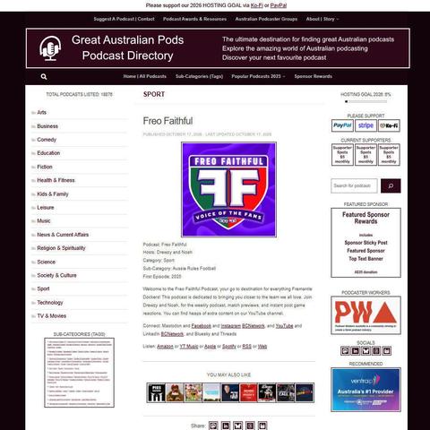 Freo Faithful   
Screenshot of the podcast listing on the Great Australian Pods website