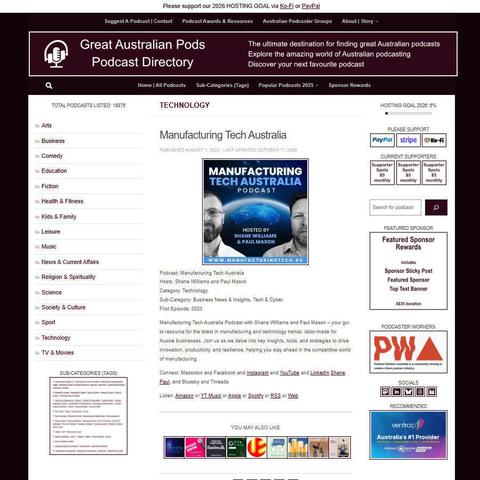 Manufacturing Tech Australia
Screenshot of the podcast listing on the Great Australian Pods website